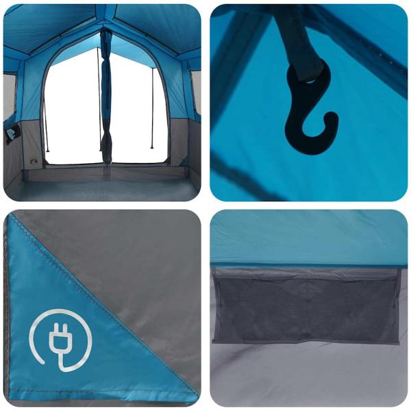 Familienzelt mit Dach Blau und Grau 324 x 255 x 230 cm