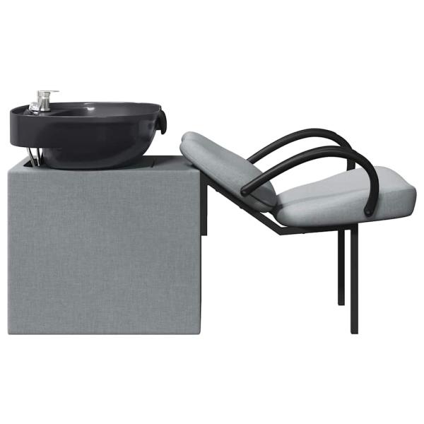 Shampoo Stuhl Hellgrau und Schwarz 63 x 141 x 92 cm Stoff