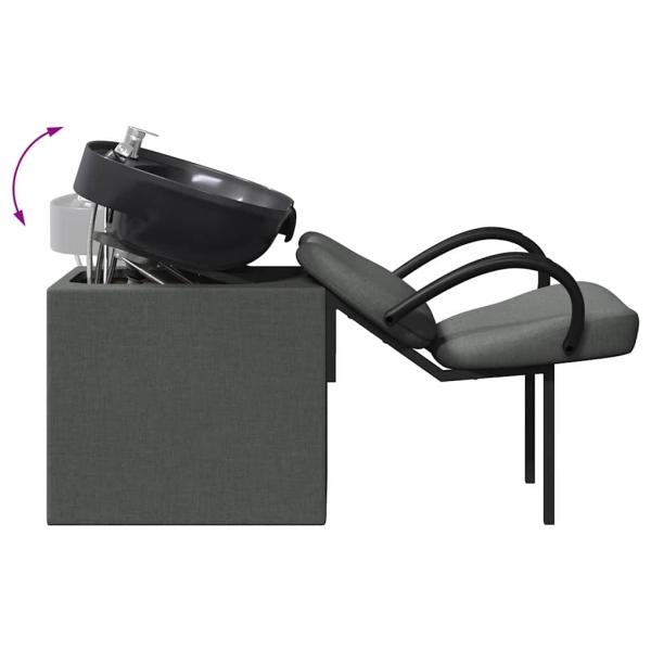 ARDEBO.de - Shampoo Stuhl Dunkelgrau und Schwarz 63 x 141 x 92 cm Stoff