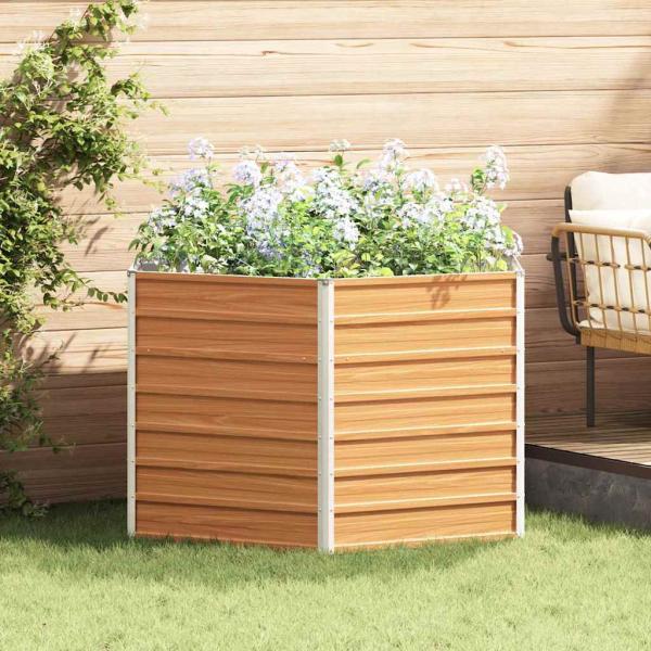 ARDEBO.de - Hochbeet im Garten Hellbraun 129 x 129 x 77 cm Verzinkter Stahl