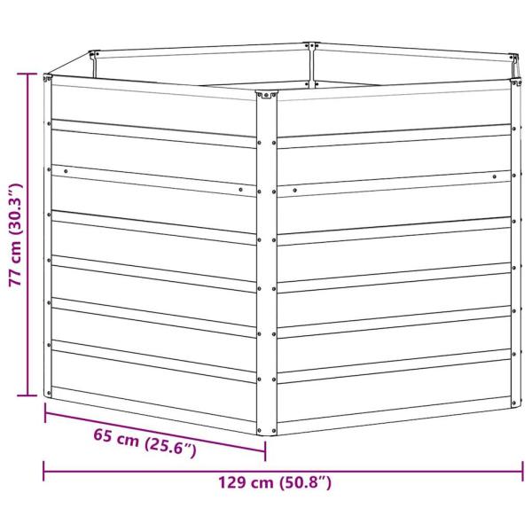 Hochbeet im Garten Hellbraun 129 x 129 x 77 cm Verzinkter Stahl