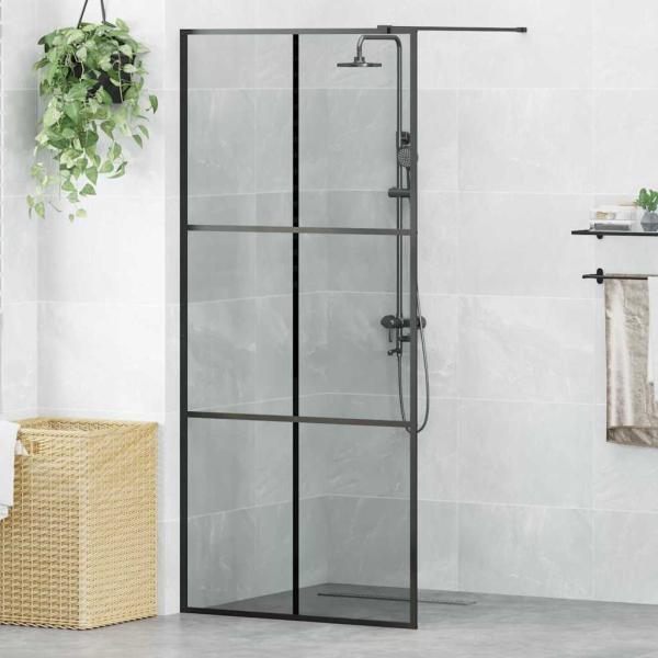 ARDEBO.de - Walk-in Duschwand Schwarz 90 x 195 cm Gehärtetes Glas