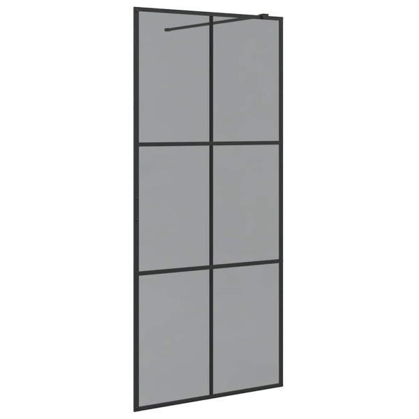 Walk-in Duschwand Schwarz 90 x 195 cm Gehärtetes Glas
