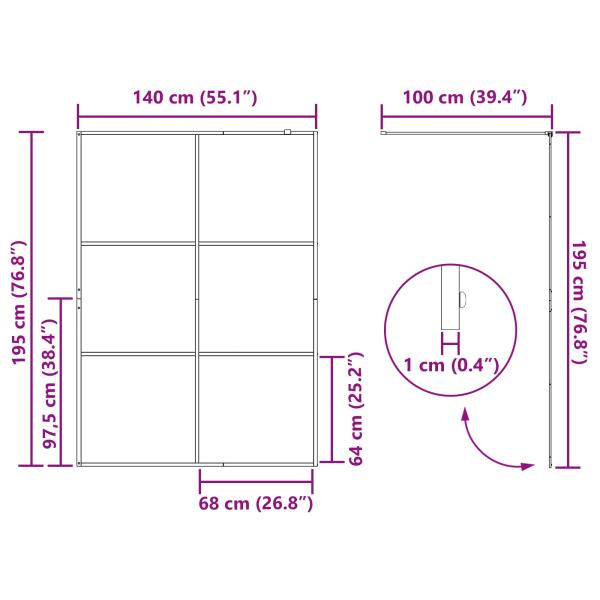 Walk-in Duschwand Schwarz 140 x 195 cm Gehärtetes Glas