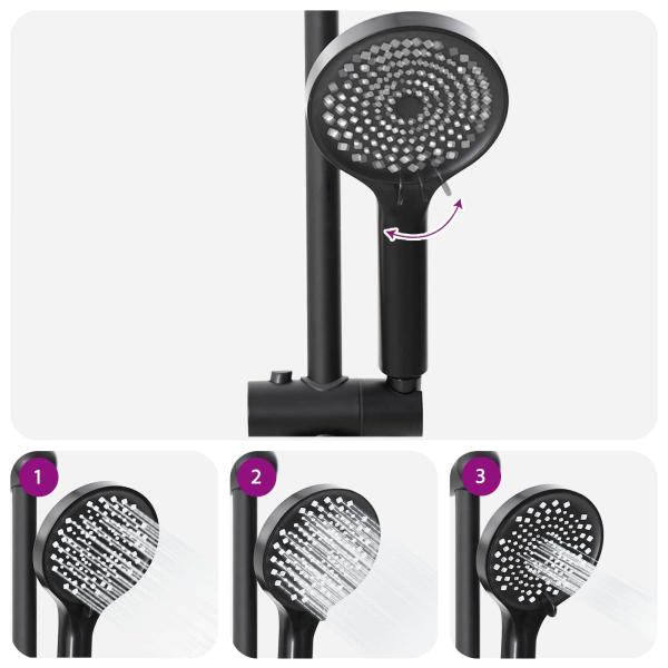 Duschsystem Schwarz 45 x 20 x 96 cm Messing, Sus201 und ABS