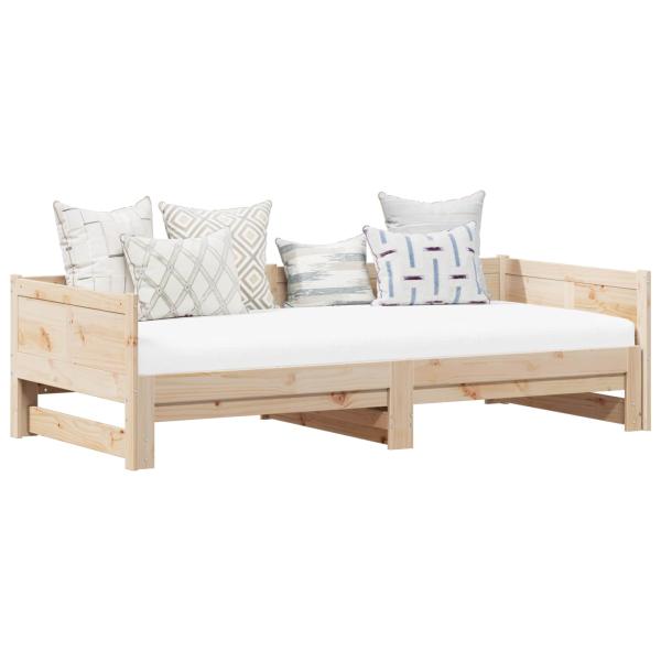 Ausziehbares Tagesbett Natur 180 x 200 cm Massives Kiefernholz