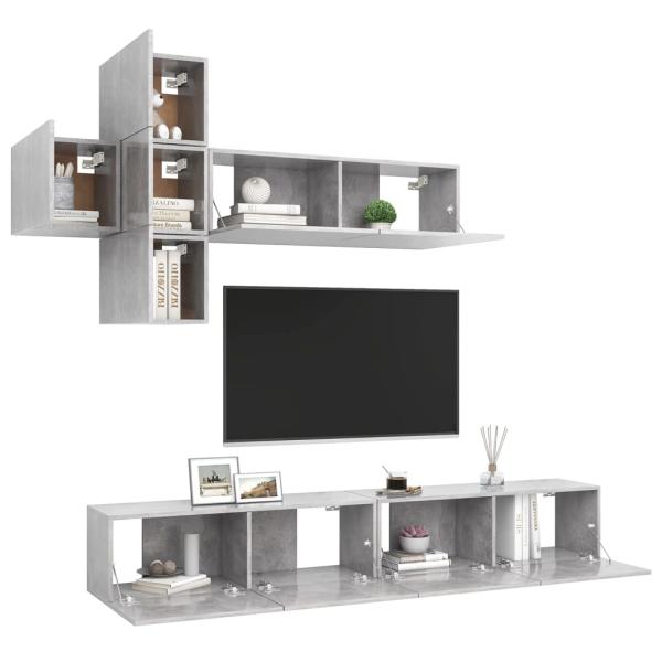 7-tlg. TV-Schrank-Set Betongrau Holzwerkstoff