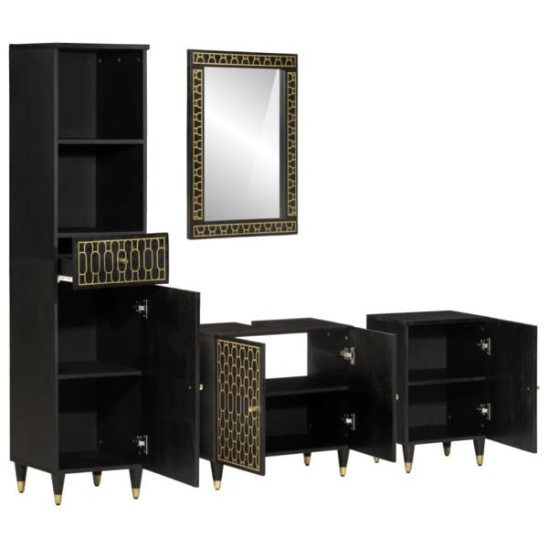 4-tlg. Badmöbel-Set Massivholz Mango