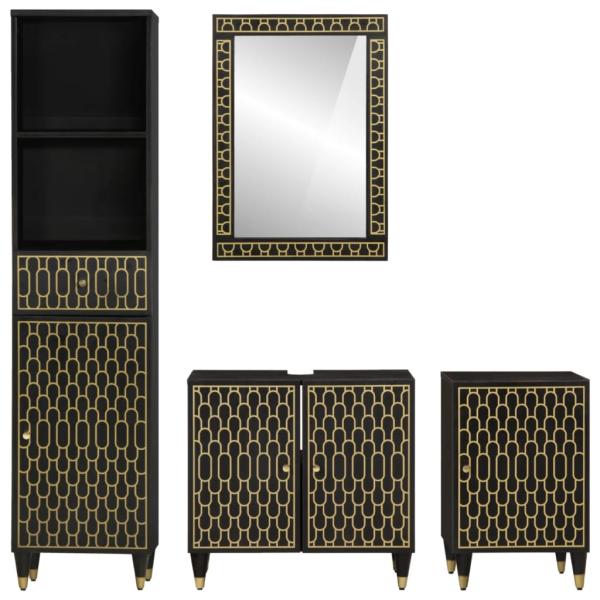 4-tlg. Badmöbel-Set Massivholz Mango