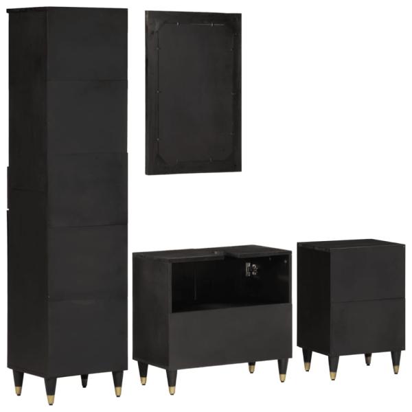 4-tlg. Badmöbel-Set Massivholz Mango