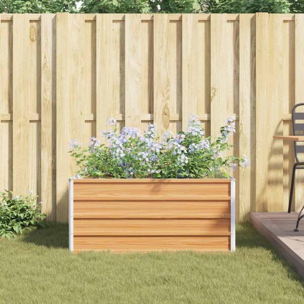 Hochbeet Hellbraun 100 x 100 x 45 cm Verzinkter Stahl