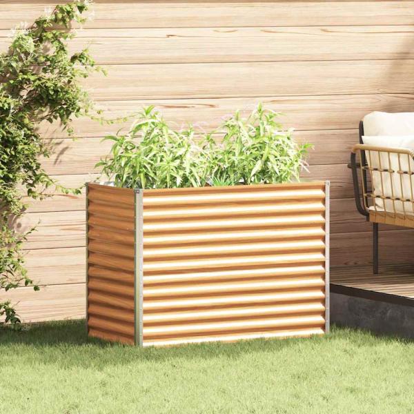 ARDEBO.de - Hochbeet Hellbraun 98 x 50 x 68 cm Verzinkter Stahl