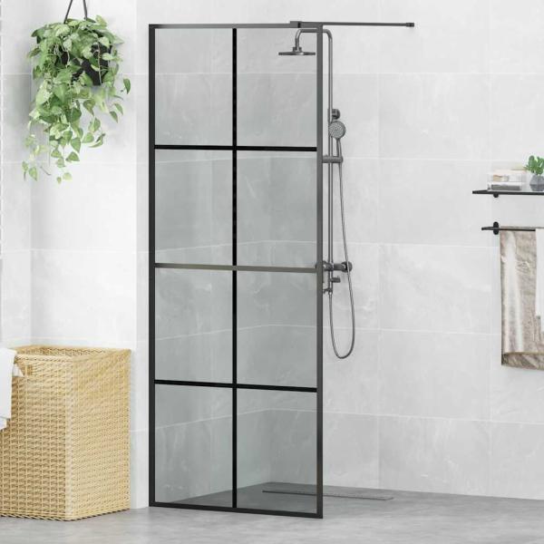 ARDEBO.de - Walk-in Duschwand Schwarz 80 x 195 cm Gehärtetes Glas