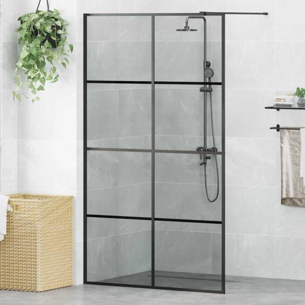 ARDEBO.de - Walk-in Duschwand Schwarz 115 x 195 cm Gehärtetes Glas