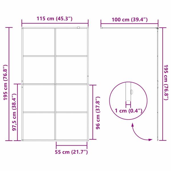 Walk-in Duschwand Schwarz 115 x 195 cm Gehärtetes Glas