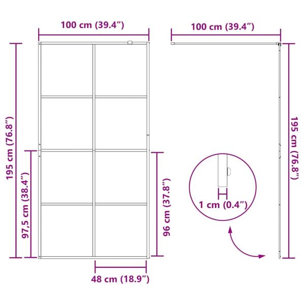 Walk-in Duschwand Gold 100 x 195 cm Gehärtetes Glas