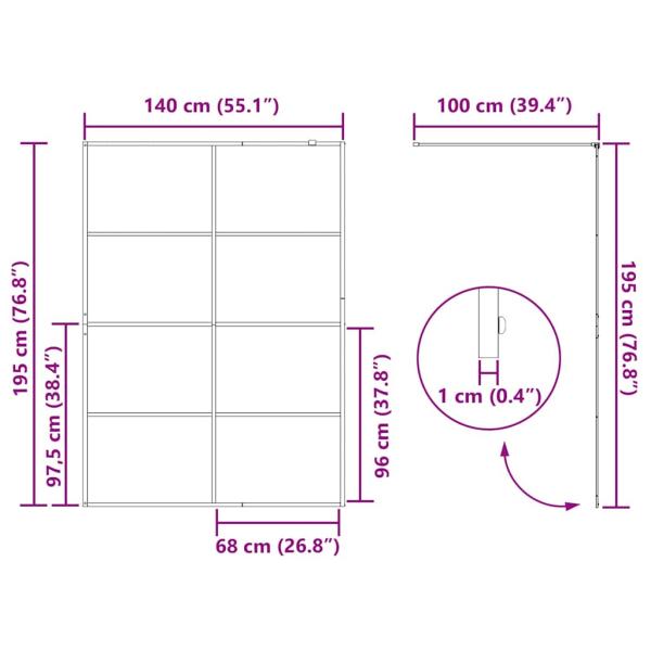 Walk-in Duschwand Gold 140 x 195 cm Gehärtetes Glas