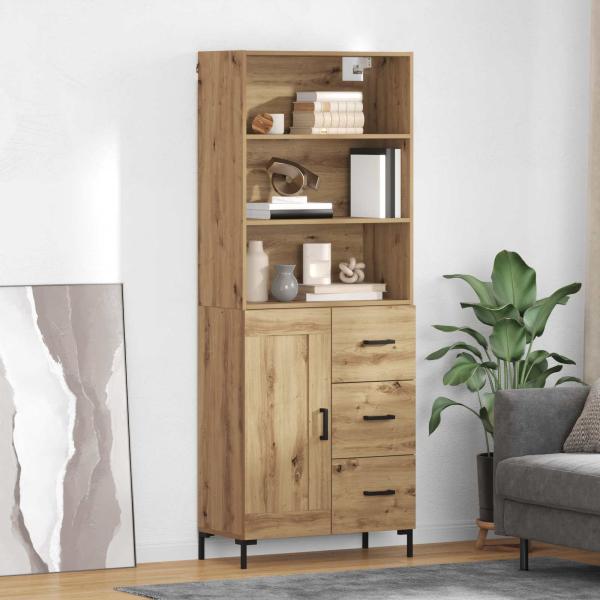 ARDEBO.de - Highboard Artisan-Eiche 69,5 x 34 x 180 cm Holzwerkstoff