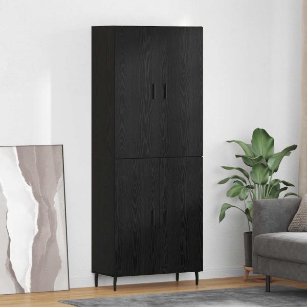 ARDEBO.de - Highboard Schwarz Eichen-Optik 69,5 x 34 x 180 cm