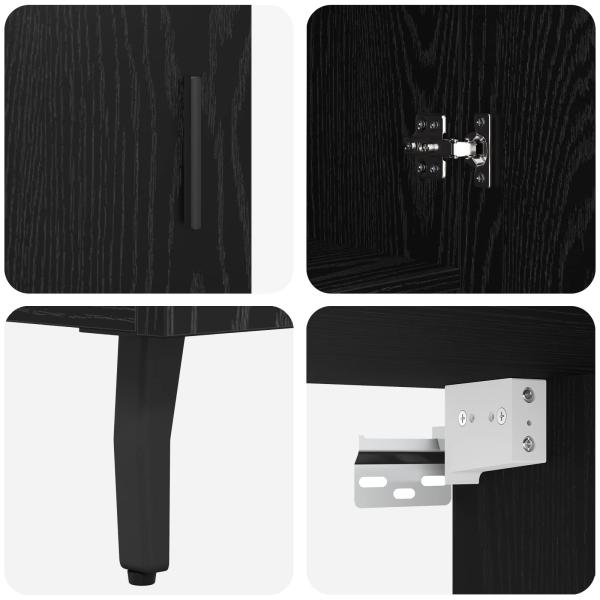 Highboard Schwarz Eichen-Optik 69,5 x 34 x 180 cm