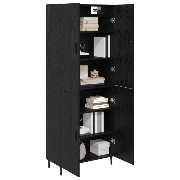 Highboard Schwarz Eichen-Optik 69,5 x 34 x 180 cm