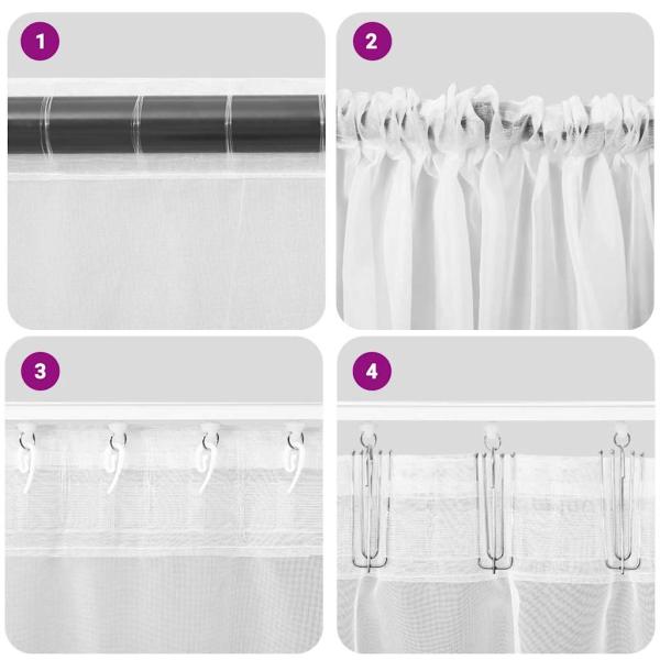 Voile Vorhänge mit Stangentaschen 2 Stk. Rosa