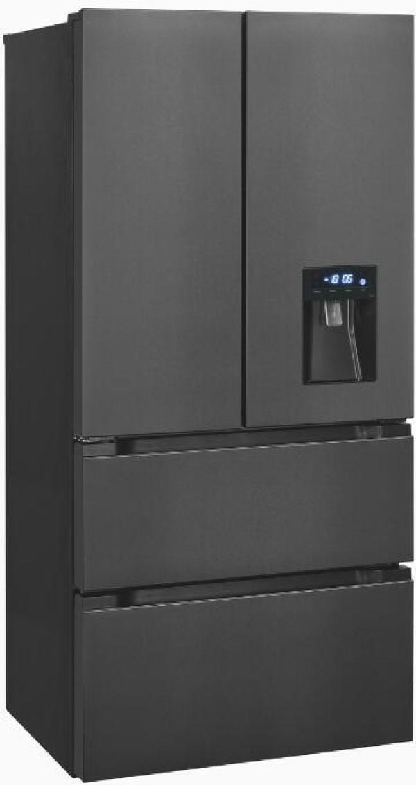 Exquisit FD490-160-WS-202E Stand Side-by-Side Kombination Frenchdoor, 83,6 cm breit, 506 L, NoFrost, Wasserspender, inoxlook-az