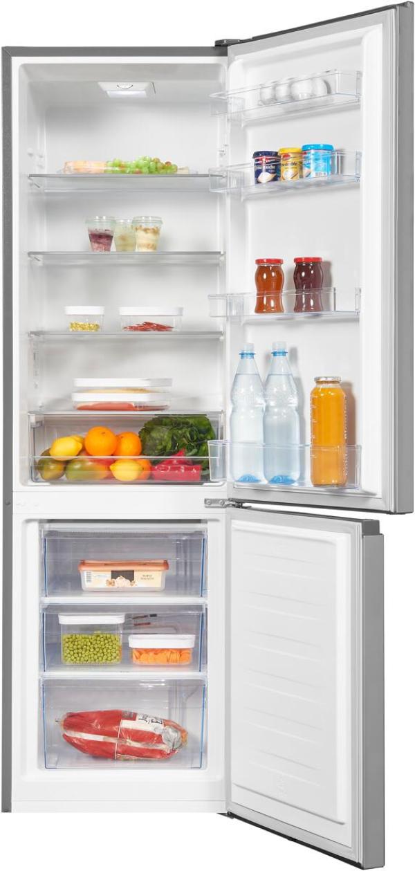 Exquisit KGC265-70-H-010D Stand Kühl-Gefrierkombination, 55 cm breit, 259 L, LED Beleuchtung, inoxlook