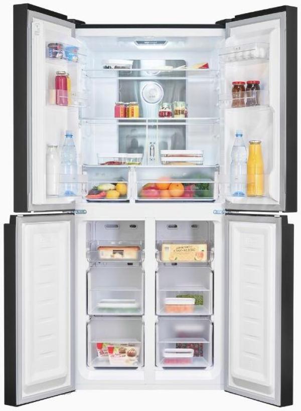 Exquisit MD425-150-040C Stand Kühl-Gefrierkombination, 79,5 cm breit, 421 L, NoFrost, ECO Funktion, inoxlook-az