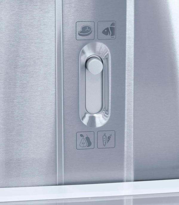 Exquisit MD425-150-040C Stand Kühl-Gefrierkombination, 79,5 cm breit, 421 L, NoFrost, ECO Funktion, inoxlook-az