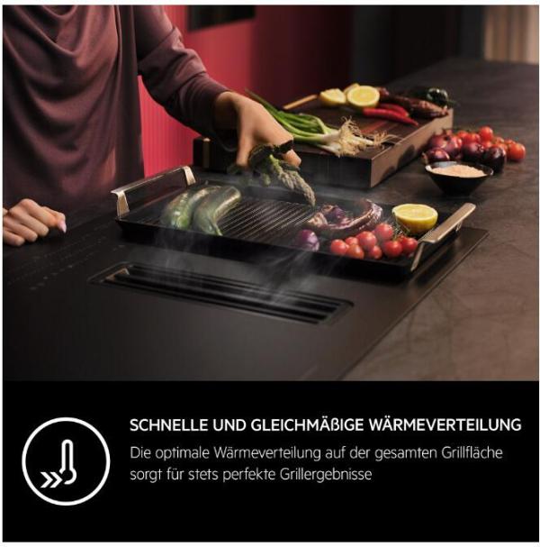 AEG A9HHPG11 Plancha Grill 2.0, Easy2Clean Plancha-Grillplatte, BxTxH: 46,6 x 25,3 x 4,6cm, für AEG Kochfelder mit Bridge-Funktion, schwarz (902986520)