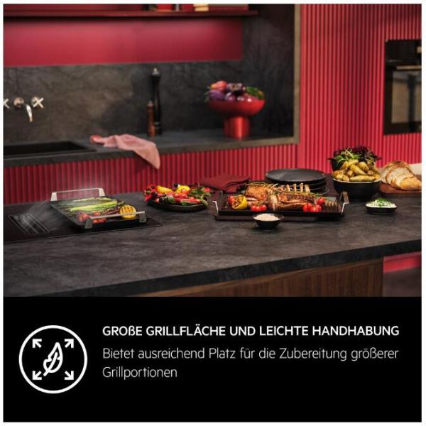 AEG A9HHPG11 Plancha Grill 2.0, Easy2Clean Plancha-Grillplatte, BxTxH: 46,6 x 25,3 x 4,6cm, für AEG Kochfelder mit Bridge-Funktion, schwarz (902986520)