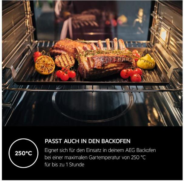 AEG A9HHPG11 Plancha Grill 2.0, Easy2Clean Plancha-Grillplatte, BxTxH: 46,6 x 25,3 x 4,6cm, für AEG Kochfelder mit Bridge-Funktion, schwarz (902986520)