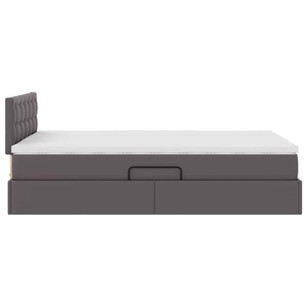 ARDEBO.de - Bett mit Stauraum und LED Grau 120 x 190 cm Kunstleder
