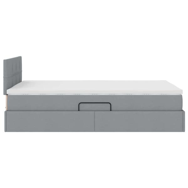 Bett mit Stauraum und LED Hellgrau 120 x 190 cm Polyester