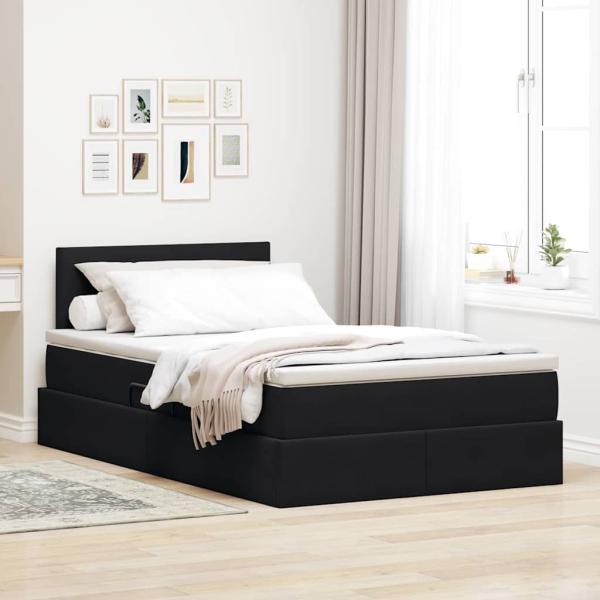 ARDEBO.de - Bett mit Stauraum und LED Schwarz 120 x 190 cm Samt