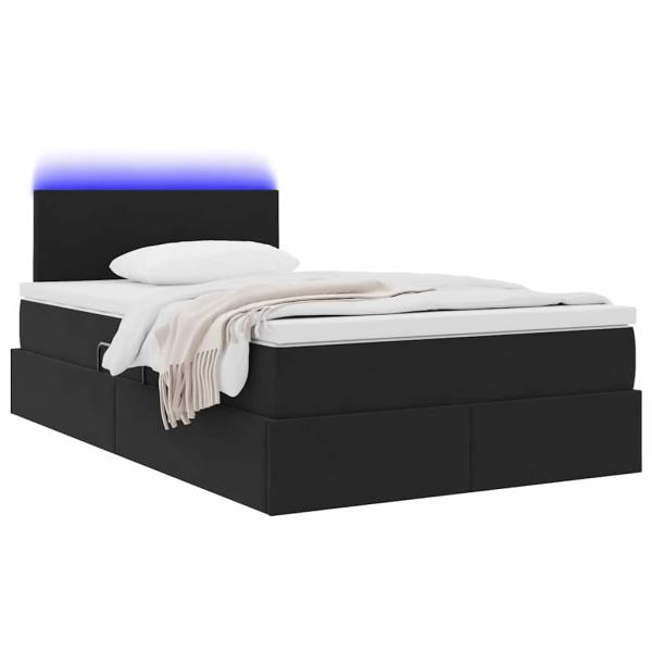 Bett mit Stauraum und LED Schwarz 120 x 190 cm Samt