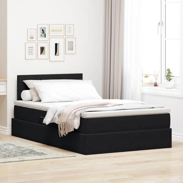 ARDEBO.de - Bett mit Stauraum und LED Schwarz 120 x 190 cm Samt