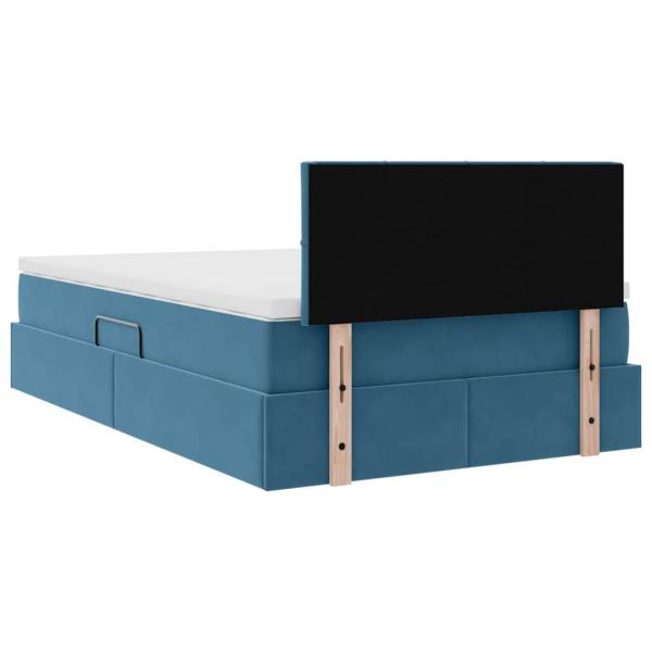 Bett mit Stauraum und LED mit Matratze Blau 120 x 190 cm Samt