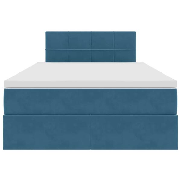 Bett mit Stauraum und LED mit Matratze Blau 120 x 190 cm Samt