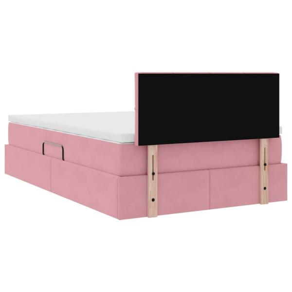 Bett mit Stauraum und LED mit Matratze Rosa 120 x 190 cm Samt