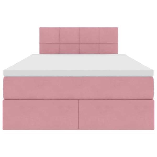 Bett mit Stauraum und LED mit Matratze Rosa 120 x 190 cm Samt