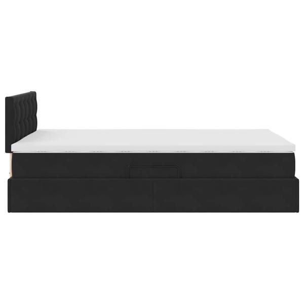 Bett mit Stauraum und LED Schwarz 120 x 190 cm Samt