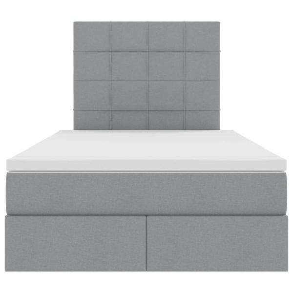 ARDEBO.de - Bett mit Stauraum und LED Hellgrau 120 x 190 cm Polyester