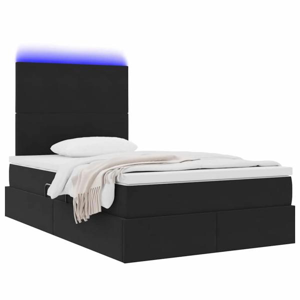 Bett mit Stauraum und LED Schwarz 120 x 190 cm Samt