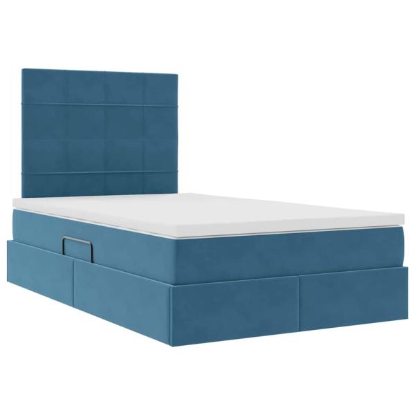 Bett mit Stauraum und LED mit Matratze Blau 120 x 190 cm Samt