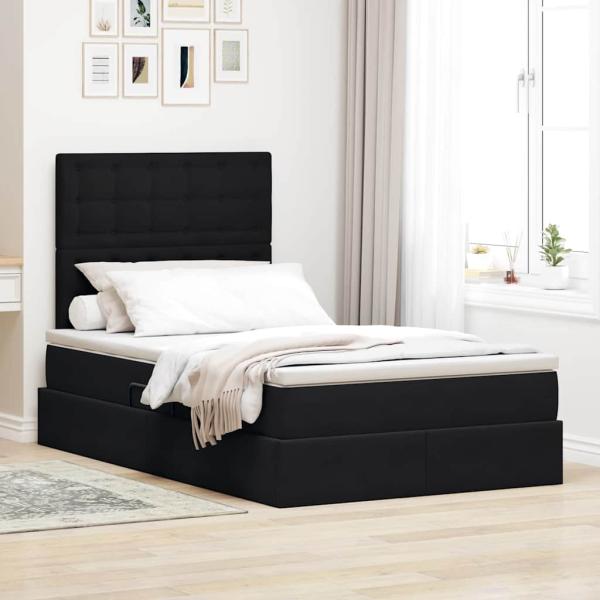 ARDEBO.de - Bett mit Stauraum und LED Schwarz 120 x 190 cm Samt