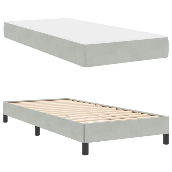 Boxspringbett mit Matratze Hellgrau 80 x 220 cm Stoff