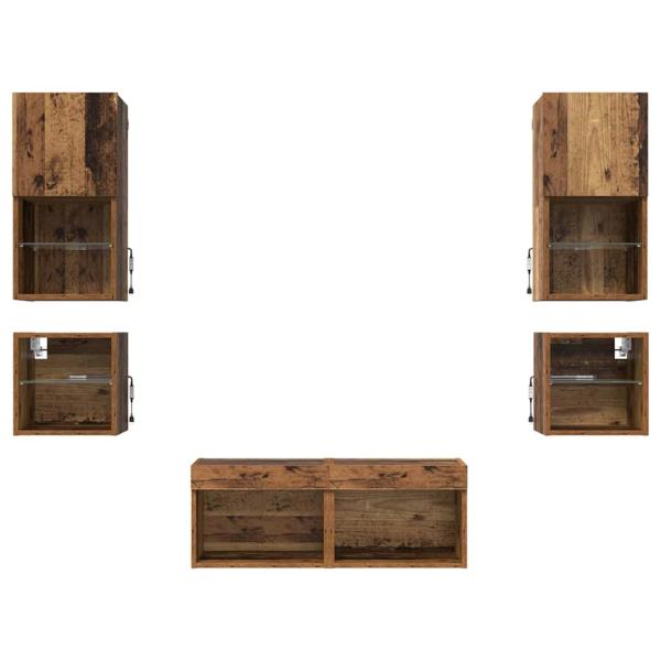 TV-Wandgeräte 8 pcs Altholz Holzwerkstoff