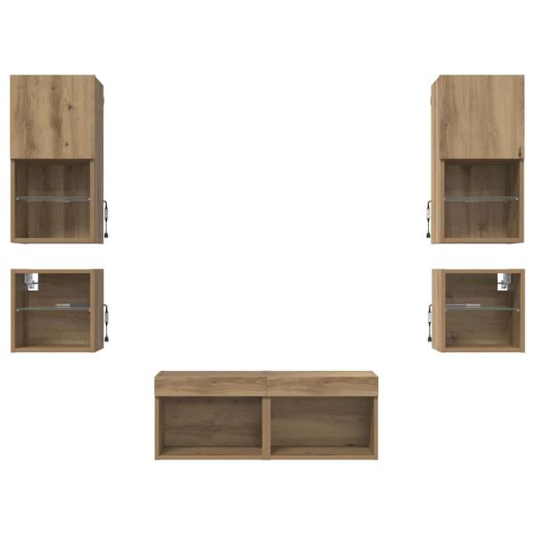 ARDEBO.de - TV-Wandgeräte 8 pcs Artisan-Eiche Holzwerkstoff